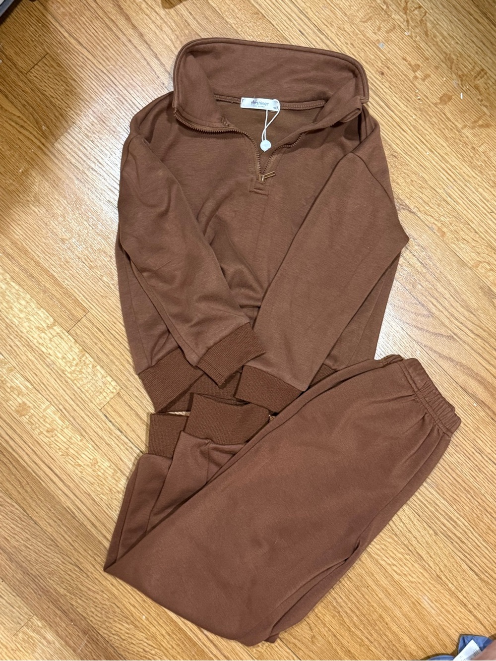 Girls Cozy Cocoa Brown Quarter-Zip Sweatshirt & Matching Joggers Set